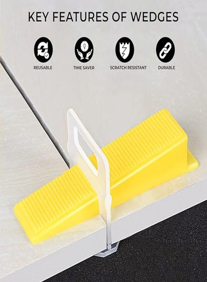 Robustt Tile Leveling System Wedges (Yellow) - Tile Leveler Clips DIY Tile Leveler Spacers for Professional Floor Tiles, Ceramic Tile and Stone Installation - Pack of 100 - Image 3